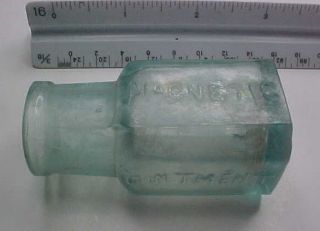 Antique Medicine Bottle 2 5" Cure Jar Atrask's Magnetic Ointment Med Teal Blue
