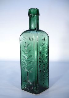 Wishart's Pine Tree Tar Cordial Philada PA Patent 1859 Antique Medicine Bottle