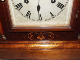 Antique Inlaid Mahogany 3 Train Chime Bracket Clock Chime Silent Facility 78