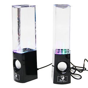 Dancing LED Water Music Fountain Light Computer USB Speaker for iPhone PC Black