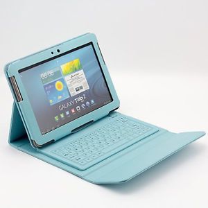 Light Blue Bluetooth Keyboard Cover Case for 10 1" Samsung Galaxy Tab 2 P5100