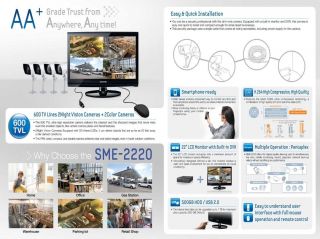 Samsung SME 2220 22" 8CH DVR System 2 x Day Night Cameras Soc A100 A101