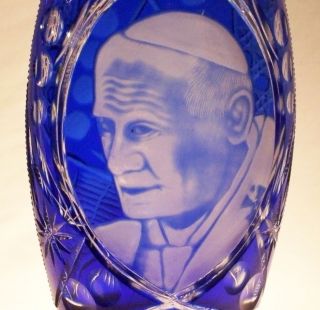 Pope John Paul II Religious Handcrafted Crystal Vase