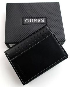 Mens Black Leather Trifold Wallet