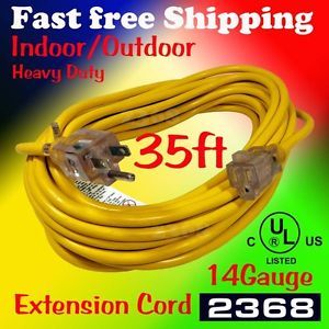 35 ft Indoor Outdoor Extension Cord Heavy Duty Indicator Light Grounded Cord