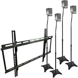 4 Surround Sound Speaker Stand TV Wall Mount 32 60 LCD LED Plasma Flat Screen