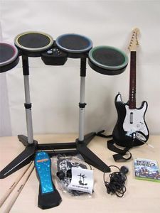 Xbox 360 Rock Band 2 Special Edition Game Guitar Drum Set Pedal Microphone