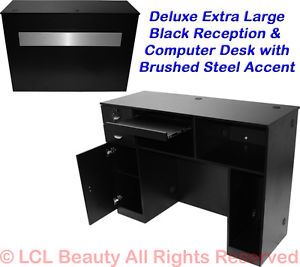 Professional Black Front Reception Office Computer Desk Beauty Salon Equipment