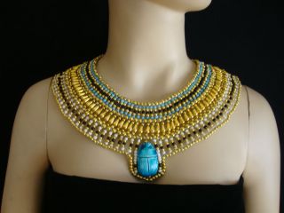 Egyptian Cleopatra Collar Necklace Multicolored Beads Belly Dance Halloween