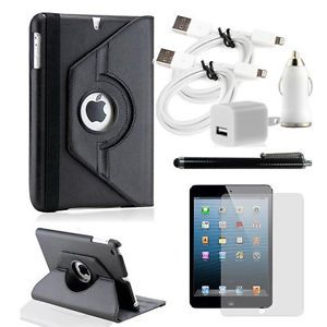Linqs iPad Mini 360 Degrees Rotating Stand Leather Case 7 Accessories Bundle