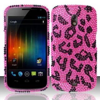 Verizon Samsung Galaxy Nexus i515 Pink Leopard Diamond Rhinestones Phone Cover