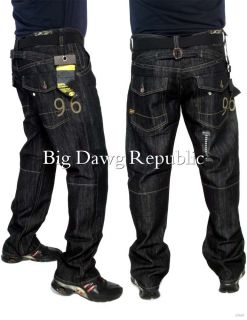 Peviani "96 Star" Mens Jeans Time Is Money Urban Hip Hop G 96 Style Wear Black
