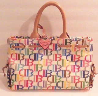 Authentic Dooney Bourke Canvas Multicolored Monogram Handbag Purse