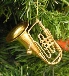 Kurt Adler Shiny Brass Plated Metal Tuba Musical Instrument Christmas Ornament
