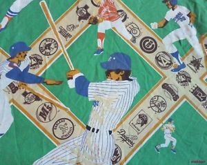 MLB Logo Baseball Teams Names Vintage 80's Bed Sheet Flat Twin Bedding Players