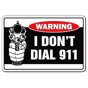 3" Warning I Don'T Dial 911 Security Sticker Decal 357 Pistol 44 Gun Laptop