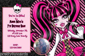 Personalized Monster High Printable Photo Birthday Party Invitation