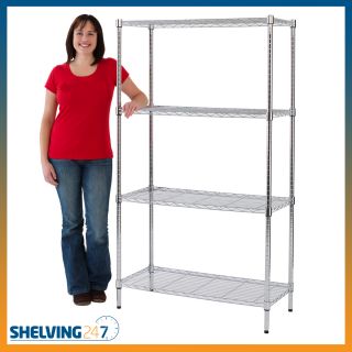 New 4 Shelf 63"HX36"Wx16"D Chrome Wire Steel Metal Storage Shelving Shelves Rack