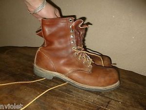 Red Wing Steel Toe Protective Gear Work Safety Boots Shoes Genuine Leather Sz 8c