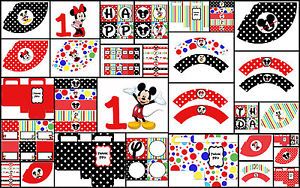 Deluxe Personalized Printable Party Decorations Mickey Minnie Mouse Theme
