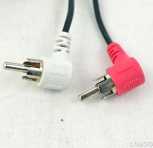 Male Red White Stereo RCA Left Right Audio Cable Right Angle Z16