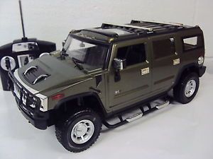H2 Hummer Truck Radio Remote Control Car LED Lights Rechargeable 1 14 Army Green
