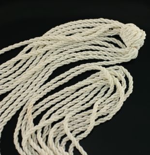 Vintage Glass Seed Bead White 34" Necklace Multi 6 Twisted Rope Stands Torsade