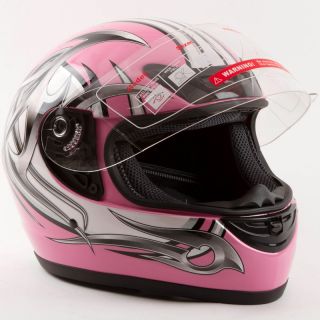 Full Face Gloss Pink Motorcycle Street Bike Helmet Dot F