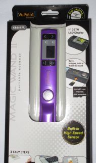 Magic Wand II Portable Scanner Purple New VuPoint High Speed Sensor LCD Display 874121003574