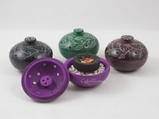 Assorted Colors Soapstone Incense Pot Burner for Resin Charcoal Cones JL906
