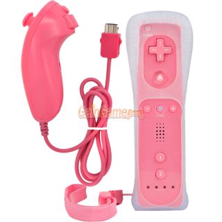 Remote and Nunchuck Controller for Nintendo Wii Game Case Skin Wrist Pink
