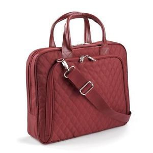 Brookstone Quilted Laptop Brief Case Travel Bag Red