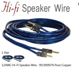 Hi Fi Speaker Audio Wire Cable 50 Feet 15 24 Meter 1pair 12AWG w 24K Banana Plug