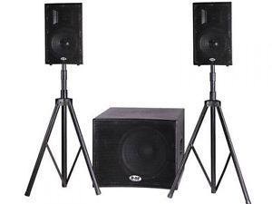 B 52 Matrix 1000 V2 Powered PA DJ Speakers Subwoofer w Stands and Cables