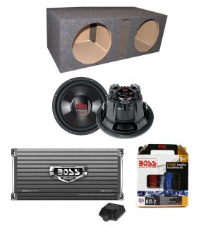 2 Boss CX124DVC 12" 3000W Car Subwoofers Sub Box 1600W Amplifier Amp Kit