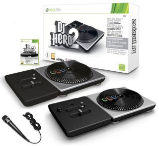 Xbox 360 DJ Hero 2 Party Bundle Game 2 Turntables Mic Set Kit Microsoft Deejay