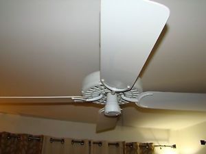 Vintage Hunter Ceiling Fan White 22306 Cast Iron w Solid State Control Made USA