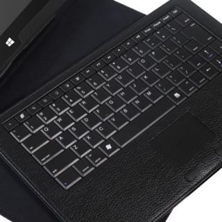 Bluetooth Keyboard Leather Stand Case w Touchpad for Microsoft Surface RT Black