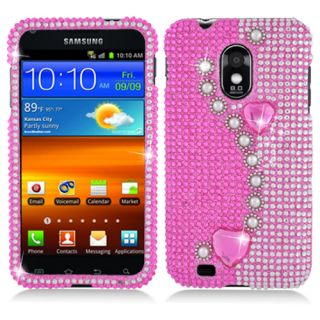 Pink Heart Bling Hard Case Cover Sprint Samsung Galaxy s II 2 Epic Touch 4G D710