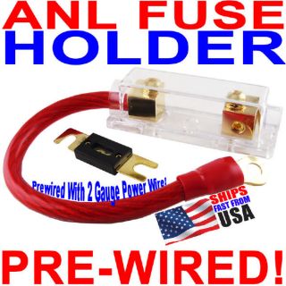 Gold ANL Fuse Holder 1 Foot 2 Gauge Wire 250A Fuse