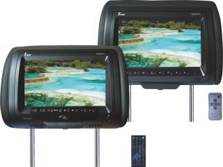 New TView T939DVPL 9" Black Car Headrest LCD Monitors w DVD Player