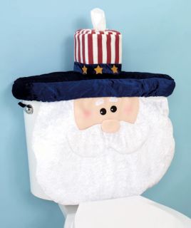 Uncle Sam Patriotic Holiday Toilet Tank Tissue Cover for Themed Bathroom Decor