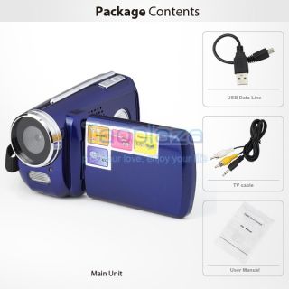New Mini Digital Video Camera 12MP 4X Digital Zoom 1 8 LCD DV Camcorder Blue