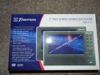 Emerson Car Travel 2 Two LCD Headrest 7" Screen Portable DVD Player Mobile Nice