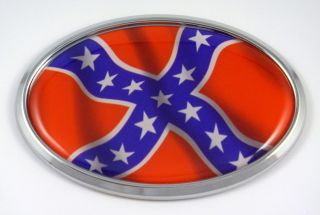 Confederate American Rebel Flag Decal Car Chrome Emblem Sticker