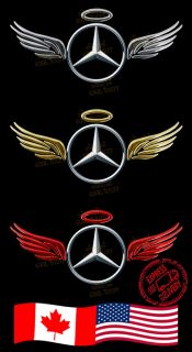 Mercedes Benz 3D Gold Red Chrome Angel WNGS Decal Sticker Car Emblem Logo F3