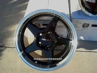 17x9 5 17x11"" Combo C4 ZR1 Black Machined Corvette Wheels Rims