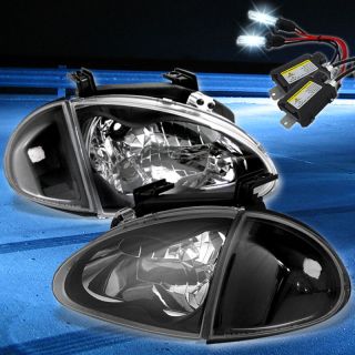 8000K Slim Xenon HID 93 97 Honda Del Sol Black Headlights Corner Lights Lamp Set
