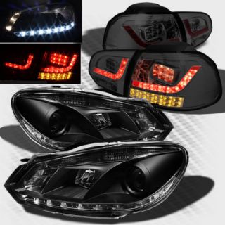 10 13 Golf GTI DRL LED Projector Black Headlights LED Tail Lamp Head Lights Set