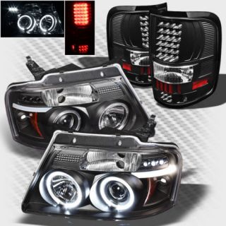 04 08 Ford F150 Twin Halo LED Projector Headlights LED Tail Head Lights Set Lamp